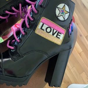 Black Heeled ankle booties . .